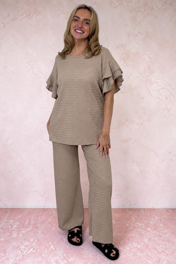 Willow frill sleeve set - BEIGE
