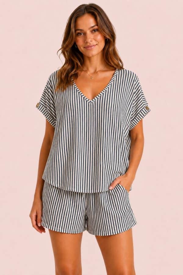 DOLLY short set - NAVY STRIPE