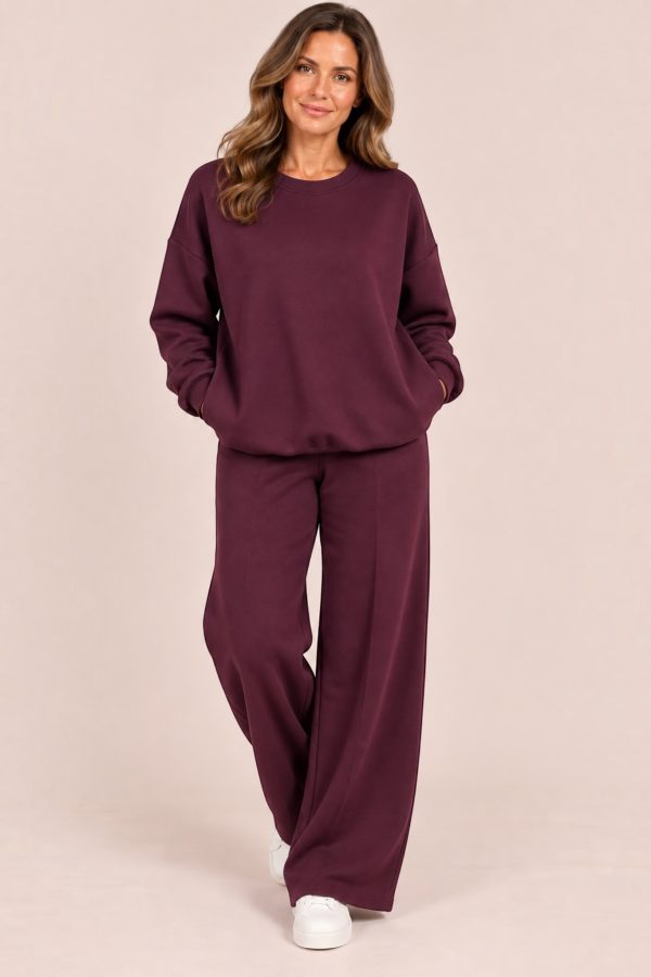 WREN soft touch Set with wide leg trouser - PLUM