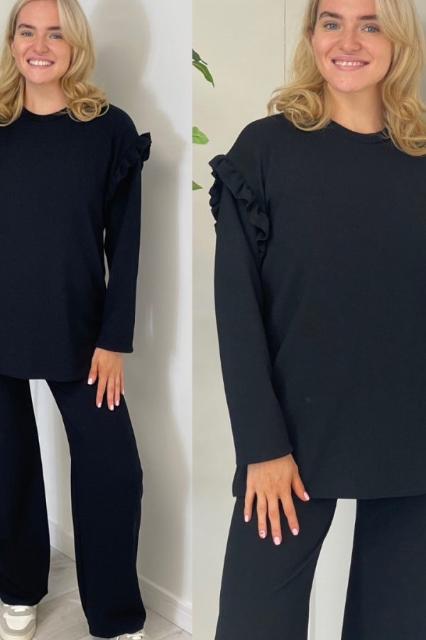 Billie Frill detail set sizes 8 to 24 - BLACK