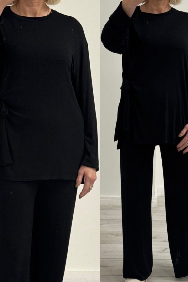 CELIA side tie set luxury viscose - BLACK