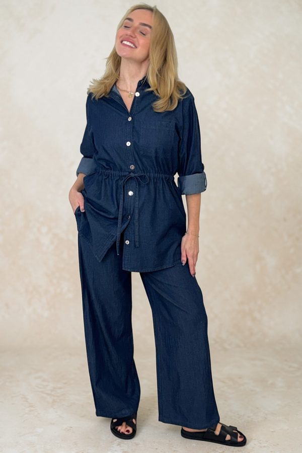 LILY 2 piece safari shirt set - DENIM
