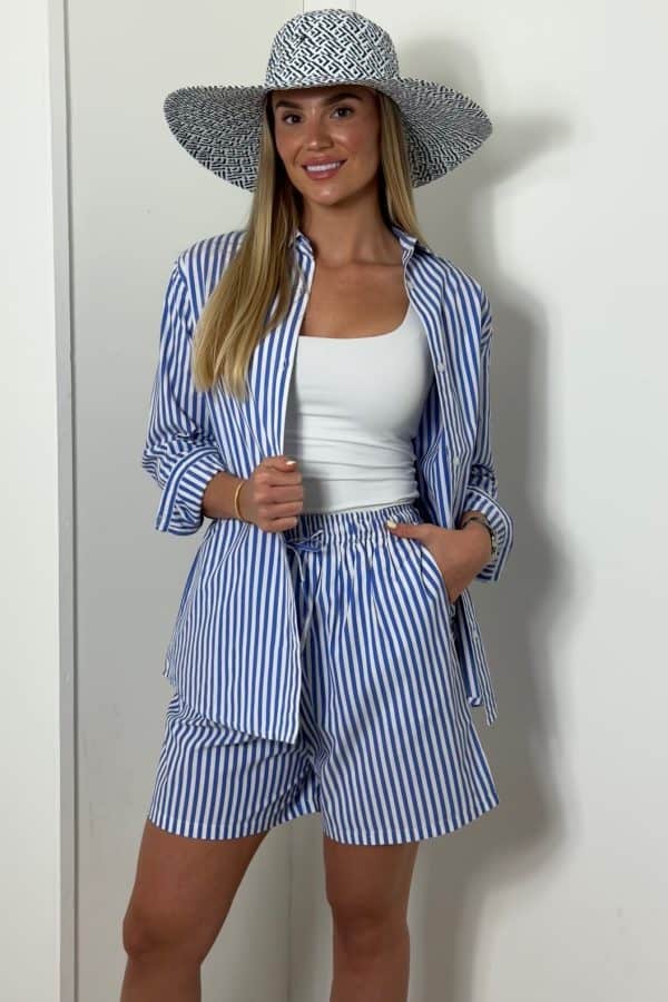 PALM BEACH Shirt and Short set - BLUE STRIPE