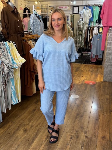 CARLY Frill sleeve - BLUE