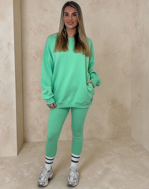 AMBER Crew neck Sweatshirt and Legging Set - FRESH GREEN sizes 8 to 22