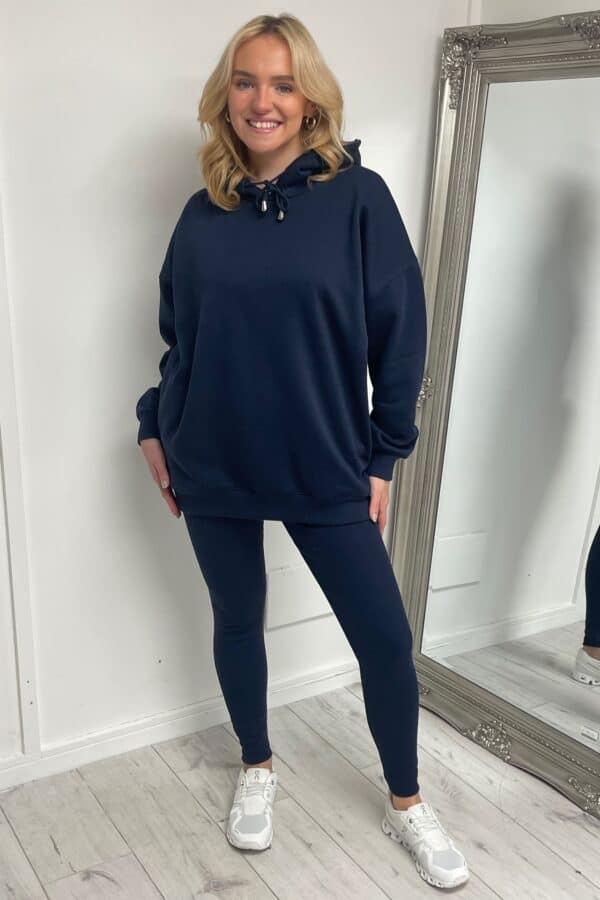 JOSIE Luxury oversize hoodie and legging set in navy sizes 8 to 22