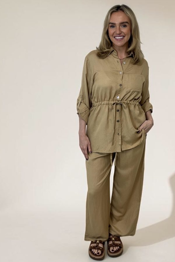 LILY 2 piece safari shirt set - GOLD