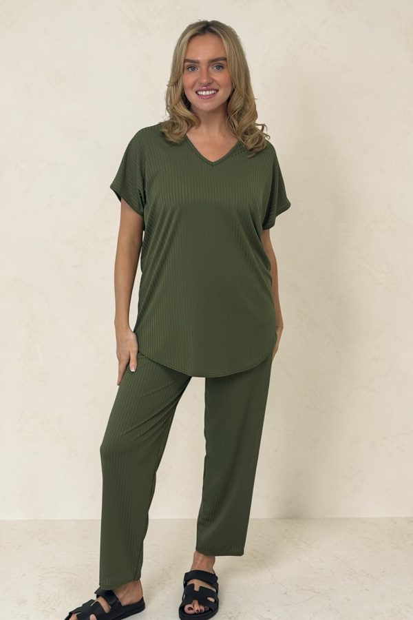 CARLY V Neck Set in KHAKI sizes 8 to 24