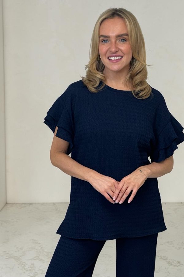 Willow frill sleeve set - NAVY
