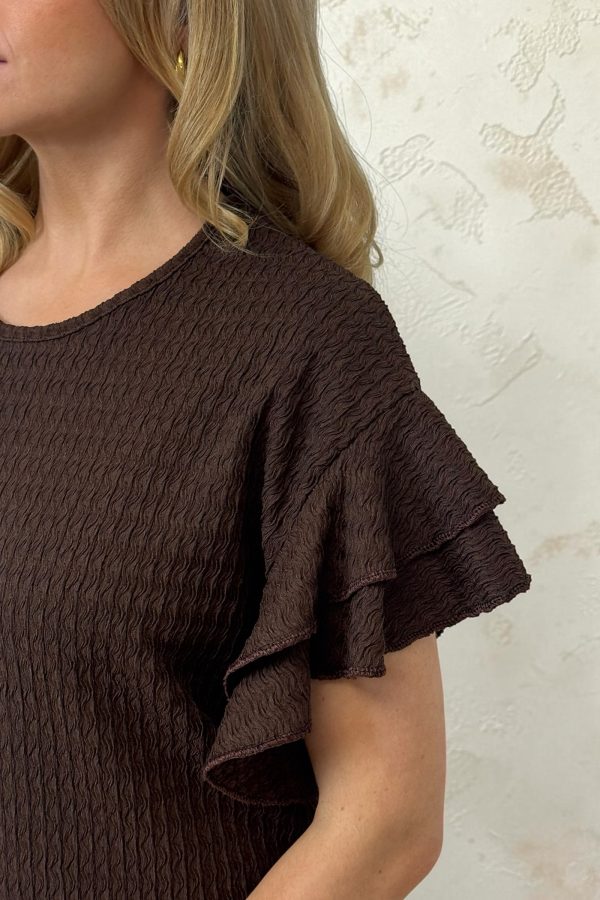 Willow frill sleeve set - BROWN