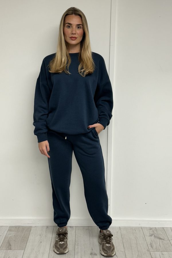 Mia Luxury Crew neck Jogger set sizes 8 to 20 - NAVY